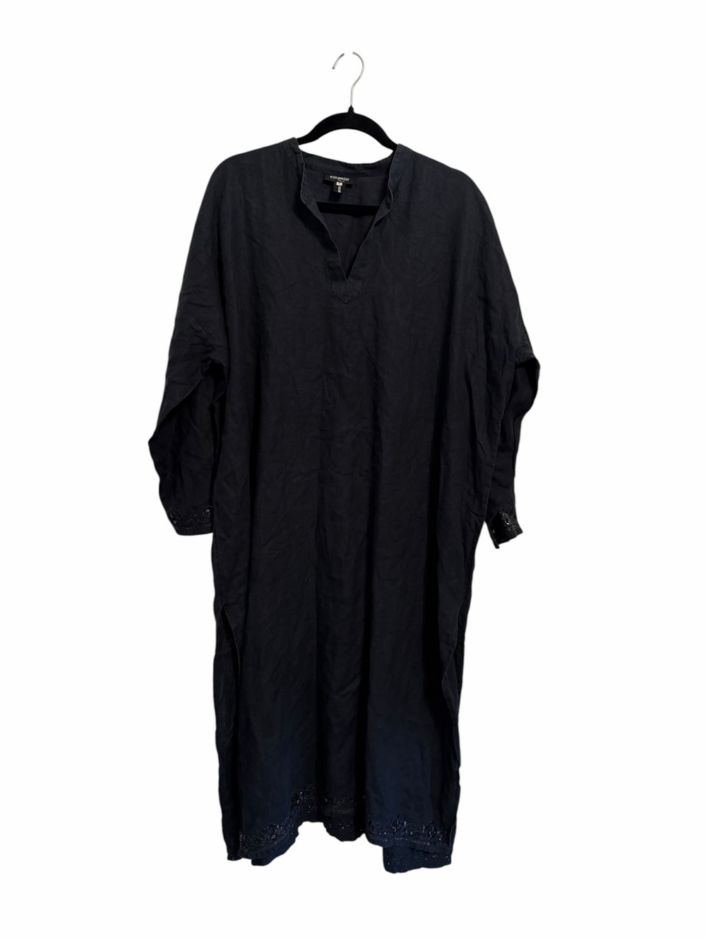 eskandar Oversized Split Neck Linen Tunic Dress Size 0